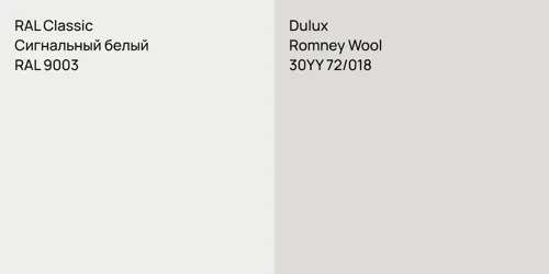 RAL 9003 Сигнальный белый vs 30YY 72/018 Romney Wool
