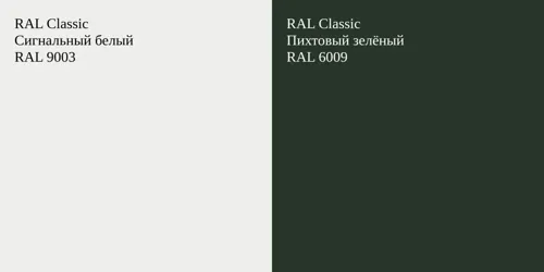 RAL 9003 Сигнальный белый vs RAL 6009 Пихтовый зелёный