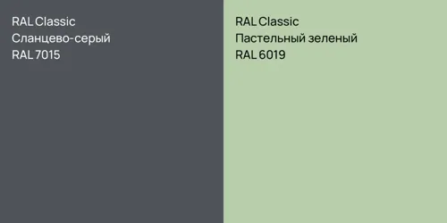 RAL 7015 Сланцево-серый vs RAL 6019 Пастельный зеленый