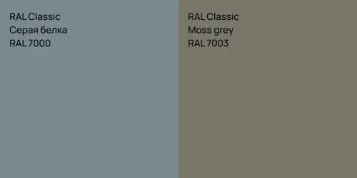 RAL 7000 Серая белка vs RAL 7003  Moss grey