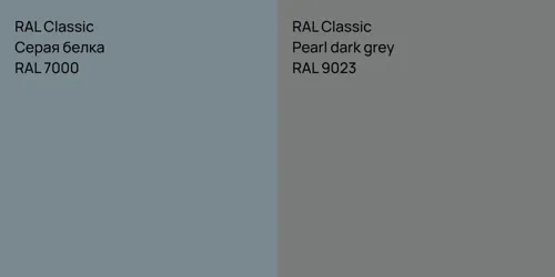 RAL 7000 Серая белка vs RAL 9023  Pearl dark grey