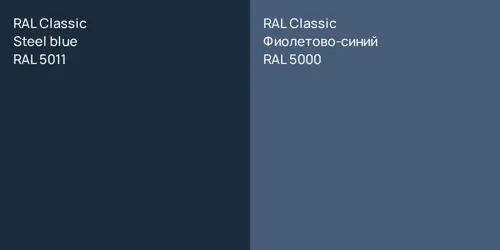 RAL 5011  Steel blue vs RAL 5000 Фиолетово-синий