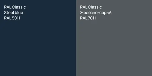 RAL 5011  Steel blue vs RAL 7011 Железно-серый