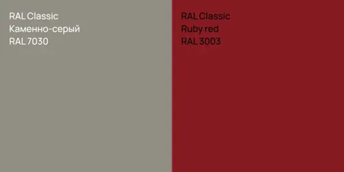 RAL 7030 Каменно-серый vs RAL 3003  Ruby red