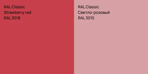 RAL 3018  Strawberry red vs RAL 3015 Светло-розовый