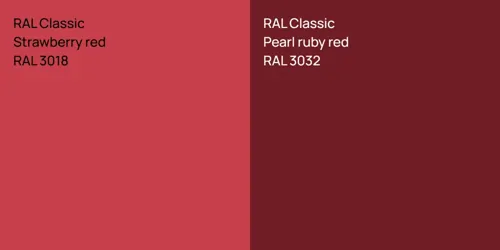 RAL 3018  Strawberry red vs RAL 3032  Pearl ruby red