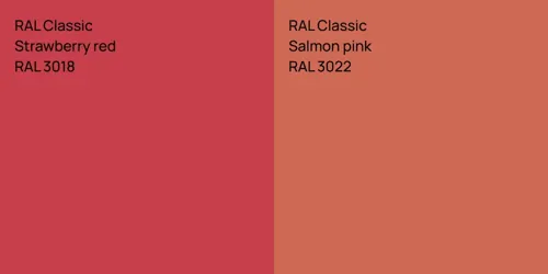 RAL 3018  Strawberry red vs RAL 3022  Salmon pink