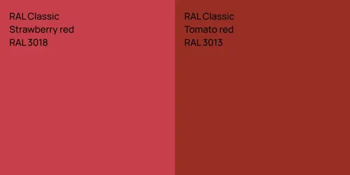 RAL 3018  Strawberry red vs RAL 3013  Tomato red