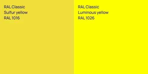 RAL 1016  Sulfur yellow vs RAL 1026  Luminous yellow