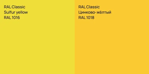 RAL 1016  Sulfur yellow vs RAL 1018 Цинково-жёлтый