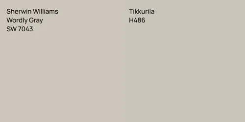 SW 7043 Wordly Gray vs H486 