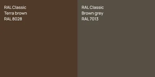 RAL 8028  Terra brown vs RAL 7013  Brown grey