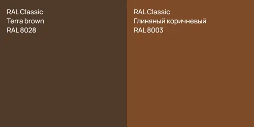 RAL 8028  Terra brown vs RAL 8003 Глиняный коричневый