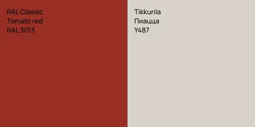 RAL 3013  Tomato red vs Y487 Пиацца