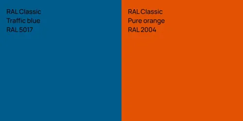 RAL 5017  Traffic blue vs RAL 2004  Pure orange