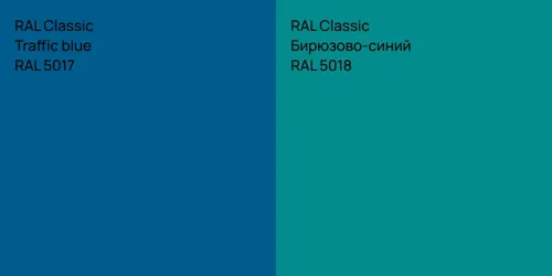 RAL 5017  Traffic blue vs RAL 5018 Бирюзово-синий
