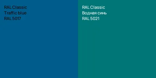 RAL 5017  Traffic blue vs RAL 5021 Водная синь