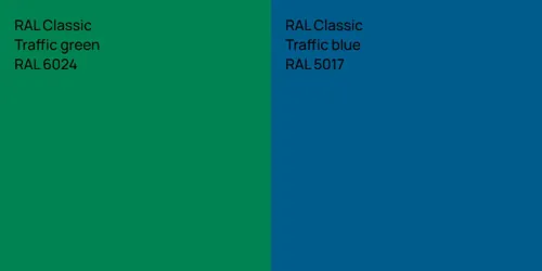 RAL 6024  Traffic green vs RAL 5017  Traffic blue