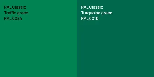 RAL 6024  Traffic green vs RAL 6016  Turquoise green