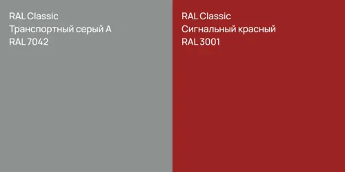 RAL 7042 Транспортный серый А vs RAL 3001 Сигнальный красный