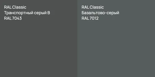 RAL 7043 Транспортный серый B vs RAL 7012 Базальтово-серый