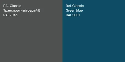 RAL 7043 Транспортный серый B vs RAL 5001  Green blue
