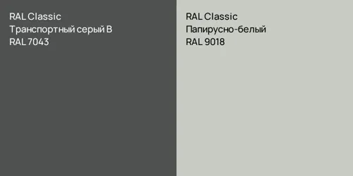 RAL 7043 Транспортный серый B vs RAL 9018 Папирусно-белый