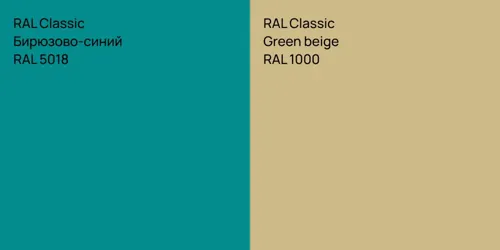 RAL 5018 Бирюзово-синий vs RAL 1000  Green beige