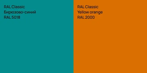 RAL 5018 Бирюзово-синий vs RAL 2000  Yellow orange