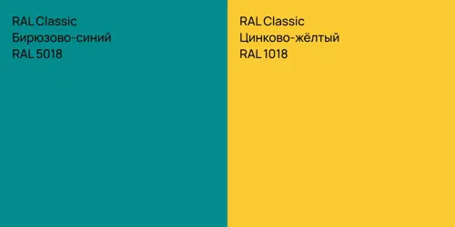 RAL 5018 Бирюзово-синий vs RAL 1018 Цинково-жёлтый