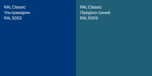 RAL 5002 Ультрамарин vs RAL 5009 Лазурно-синий