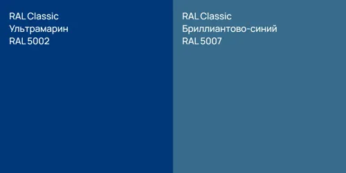 RAL 5002 Ультрамарин vs RAL 5007 Бриллиантово-синий