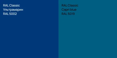 RAL 5002 Ультрамарин vs RAL 5019  Capri blue