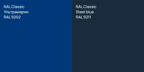 RAL 5002 Ультрамарин vs RAL 5011  Steel blue