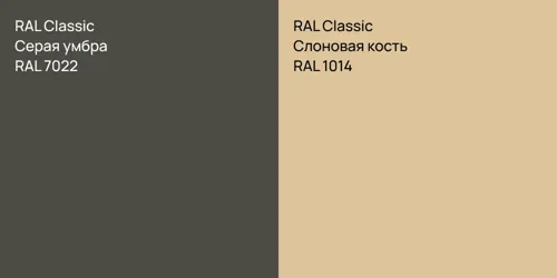 RAL 7022 Серая умбра vs RAL 1014 Слоновая кость