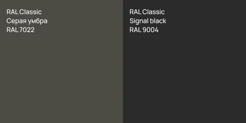RAL 7022 Серая умбра vs RAL 9004  Signal black