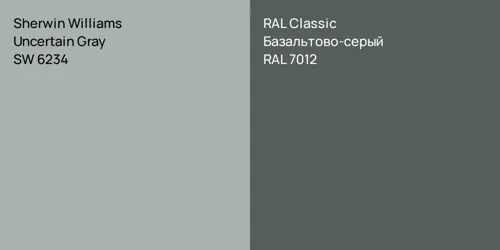 SW 6234 Uncertain Gray vs RAL 7012 Базальтово-серый