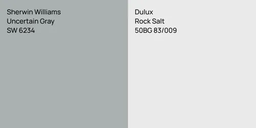 SW 6234 Uncertain Gray vs 50BG 83/009 Rock Salt