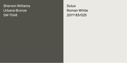 SW 7048 Urbane Bronze vs 20YY 83/025 Roman White