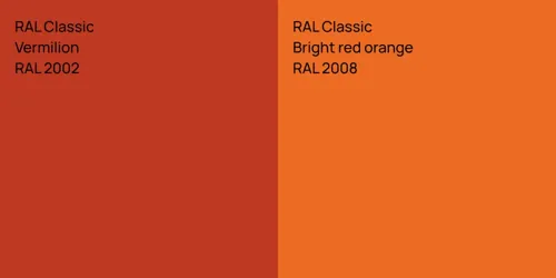 RAL 2002  Vermilion vs RAL 2008  Bright red orange