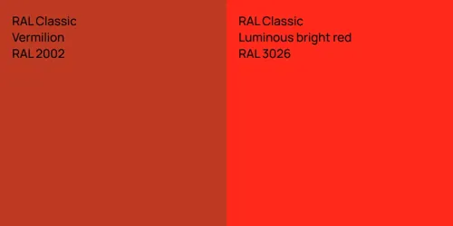 RAL 2002  Vermilion vs RAL 3026  Luminous bright red