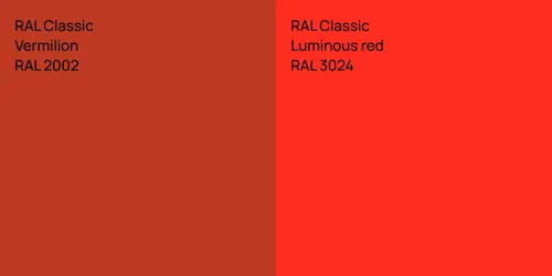 RAL 2002  Vermilion vs RAL 3024  Luminous red