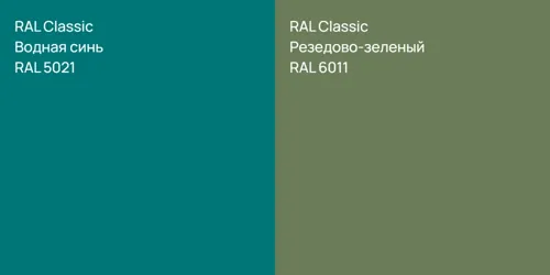 RAL 5021 Водная синь vs RAL 6011 Резедово-зеленый
