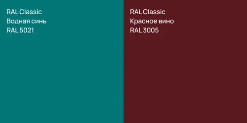 RAL 5021 Водная синь vs RAL 3005 Красное вино