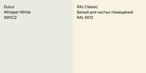 SW1C2 Whisper White vs RAL 9012 Белый для чистых помещений