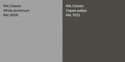 RAL 9006  White aluminium vs RAL 7022 Серая умбра