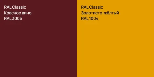 RAL 3005 Красное вино vs RAL 1004 Золотисто-жёлтый