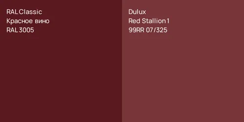 RAL 3005 Красное вино vs 99RR 07/325 Red Stallion 1