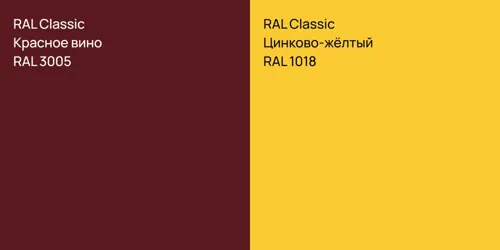 RAL 3005 Красное вино vs RAL 1018 Цинково-жёлтый