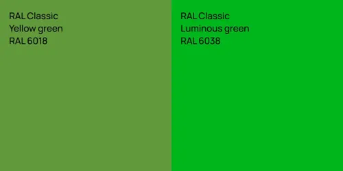 RAL 6018  Yellow green vs RAL 6038  Luminous green